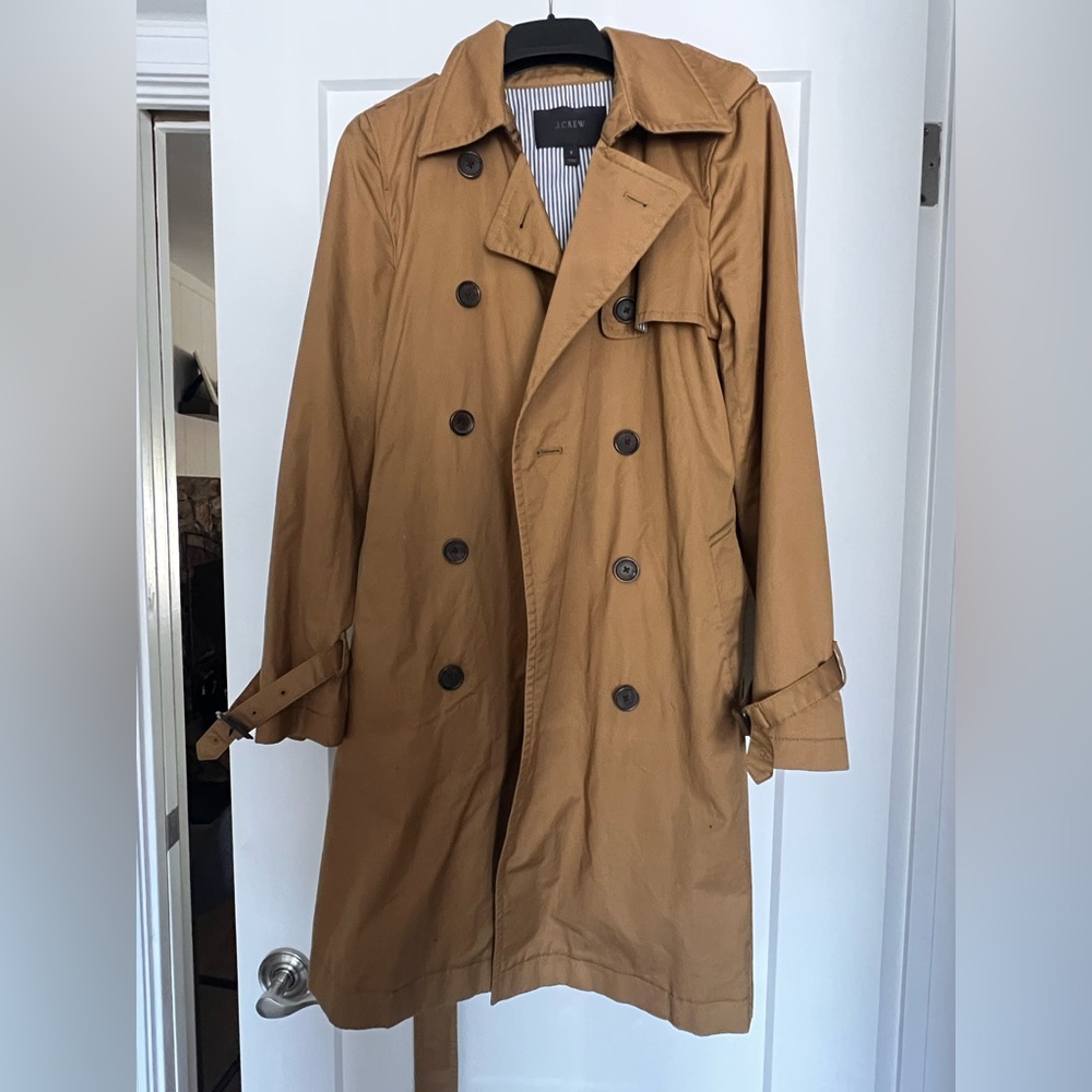 J. Crew Double-Breasted Camel Trench Coat